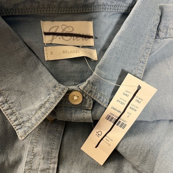 J. Crew Relaxed fit chambray shirt AY331 Blue 2 - Picture 5 of 6